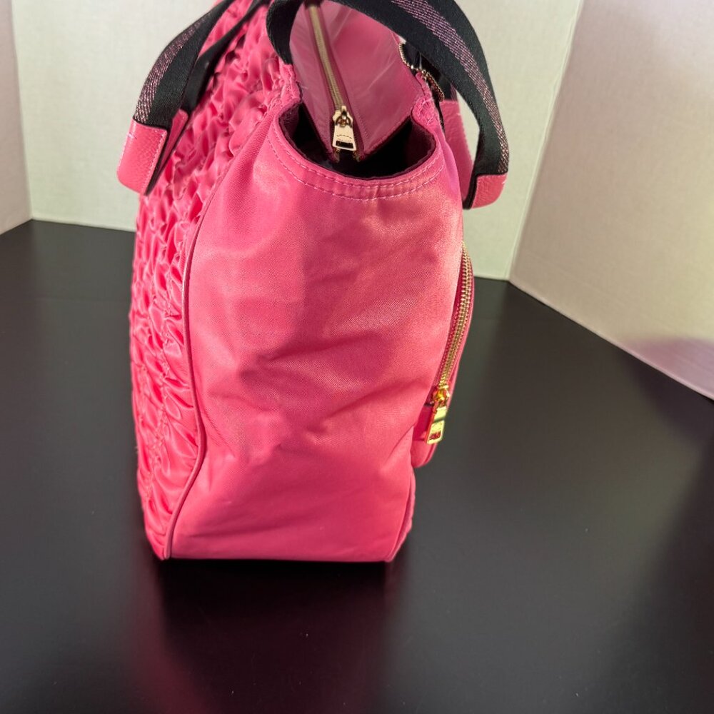 Coach C4093 Court Tote Shoulder Bag Confetti Pink Rouching Nylon w/Leather - Picture 7 of 15